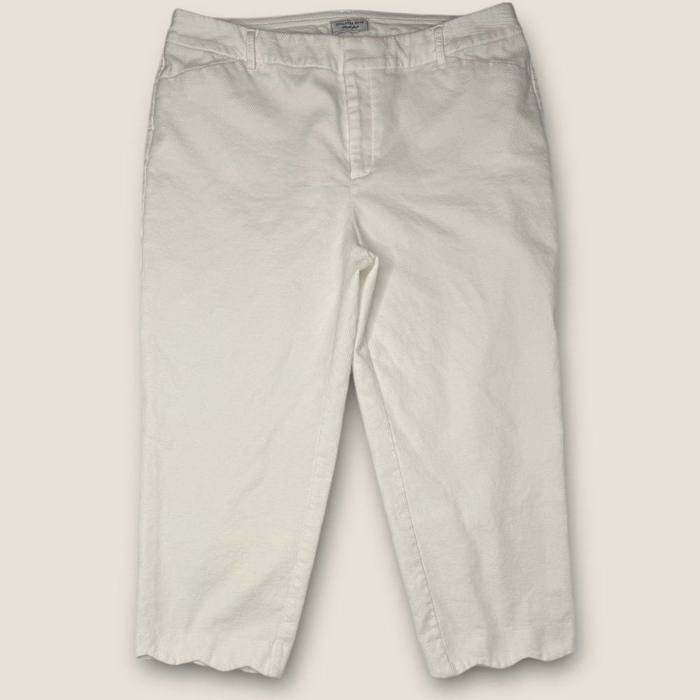 Charter Club White Cropped Scalloped hem Pants Size 14